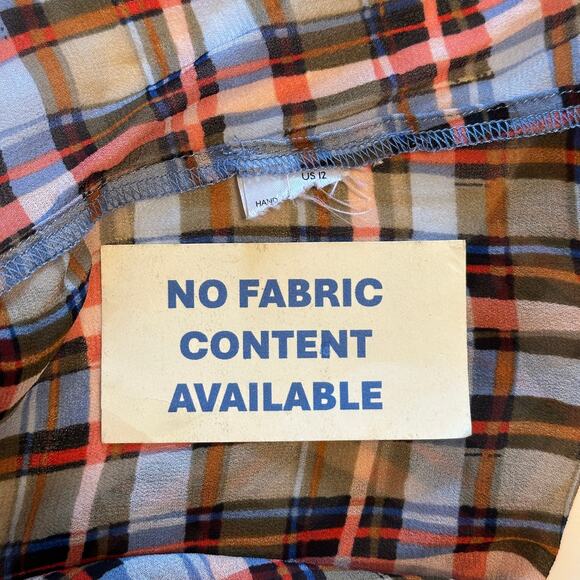 Anthropologie Plaid Ruffle Blouse - Brown, Blue, White - Picture 7 of 11